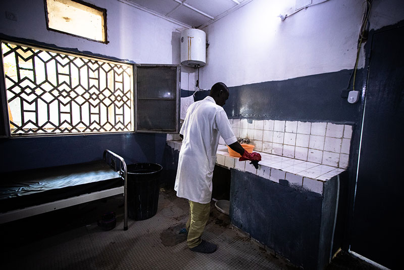 Disinfection of a hospital room in Chad with locally produced solution.